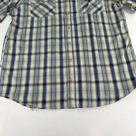 Duluth Trading Co Mens Button Front Shirt Size XL Tall Brown Plaid Short Sleeve - Picture 5 of 9